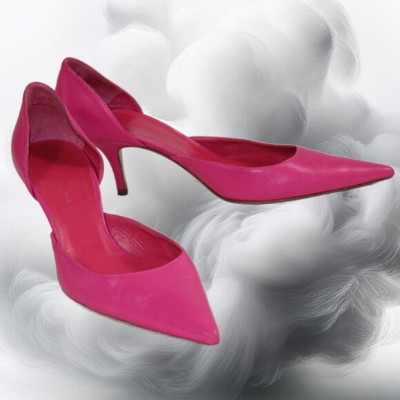 Balenciaga Fiery Pink Leather Knife Toe Open Side Stiletto Heel, Size 36.5 - Picture 1 of 10